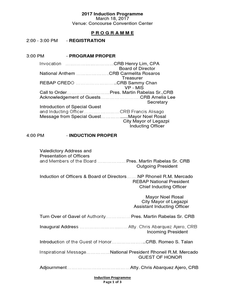 2017 Induction Programme V1 | PDF | Religion And Belief | Business