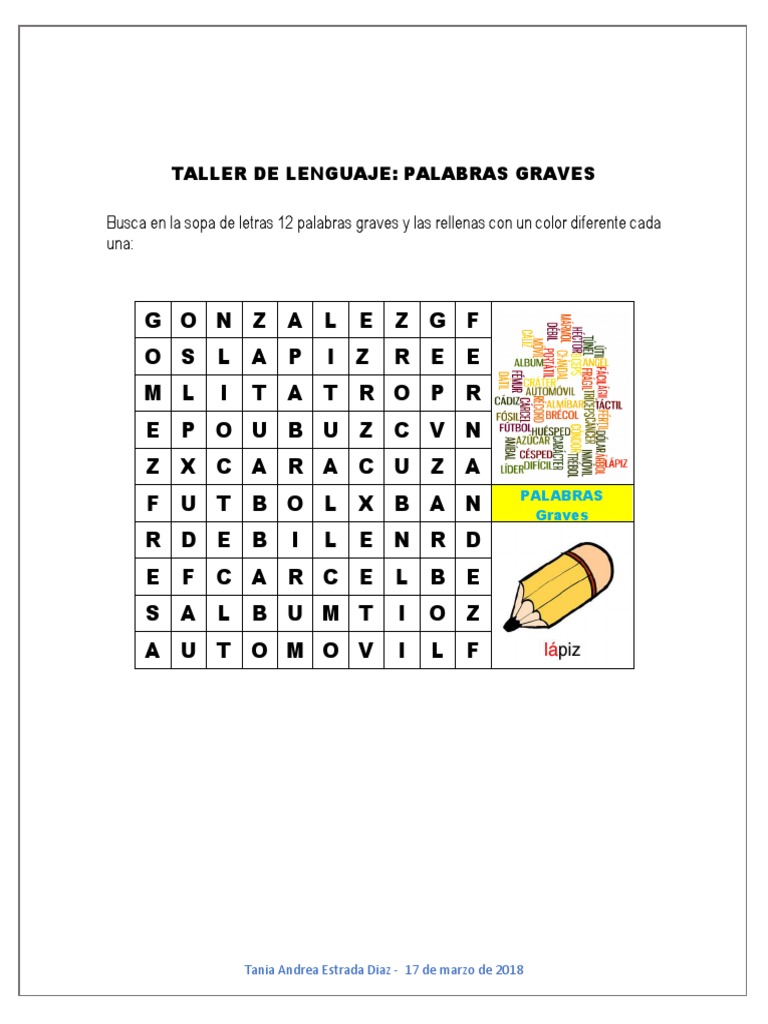 Taller de Lenguaje: Palabras Graves