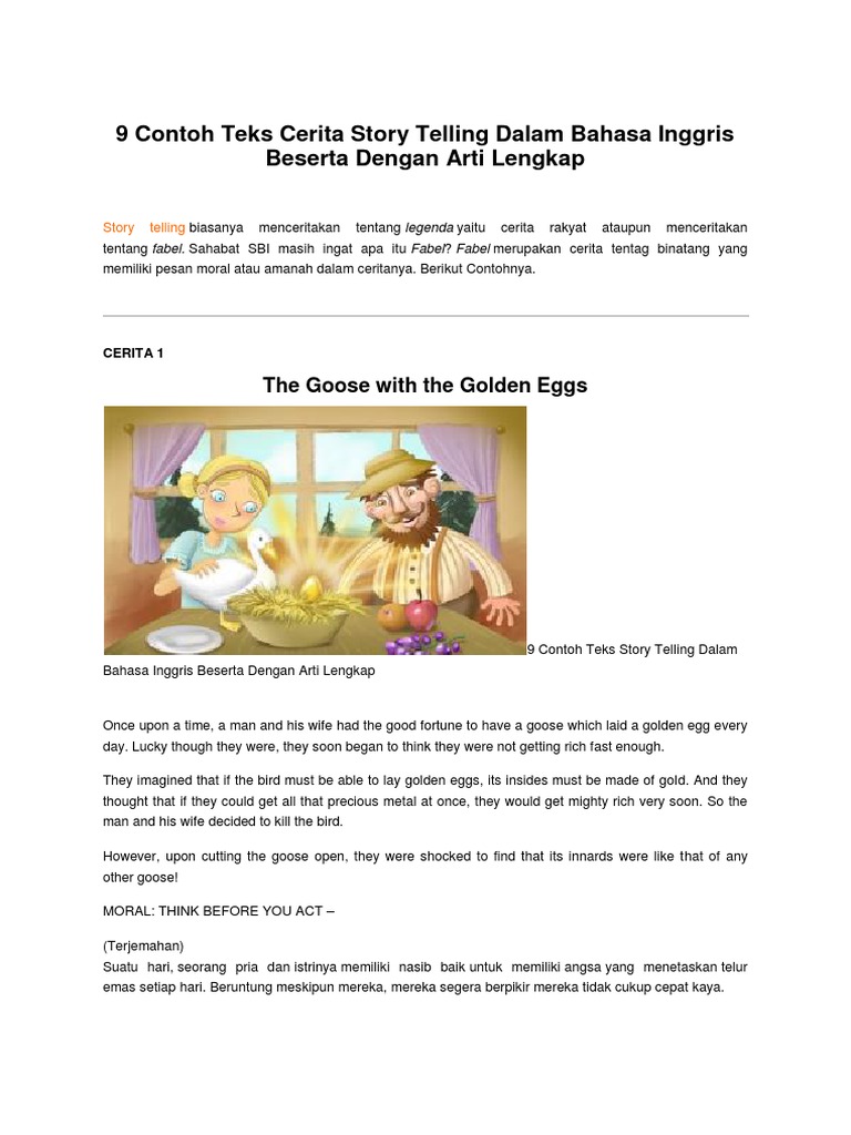 Cerita Fabel Pendek Bahasa Inggris Dan Pesan Moralnya