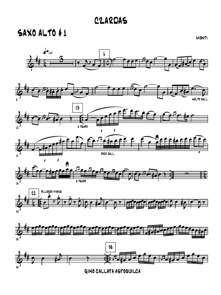 Czardas Alto Saxophone 1 Compositions musicales Arts du spectacle