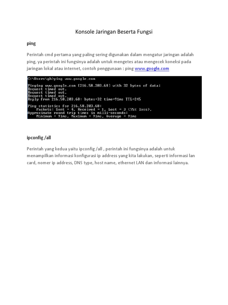 15 Perintah Dasar Command Prompt Di Jaringan | PDF