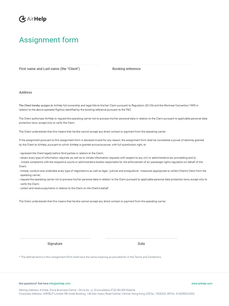 Assignment Form en PDF | PDF | Personally Identifiable Information | Lawyer