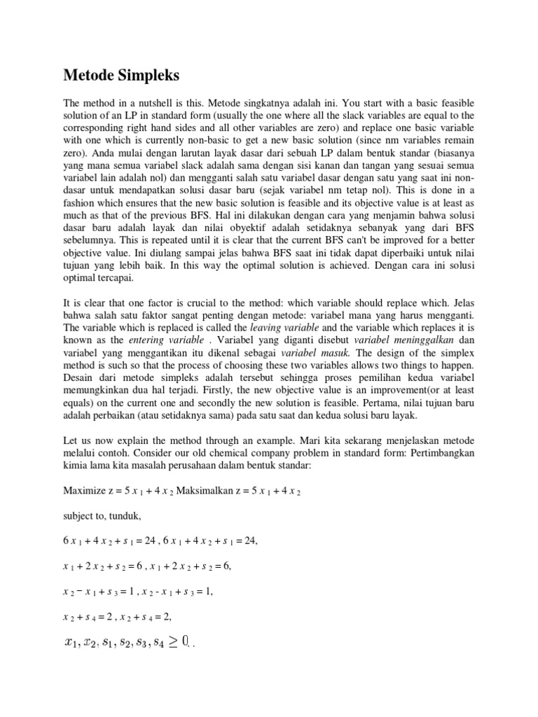 Metode Simpleks | PDF | Metode & Bahan Ajar