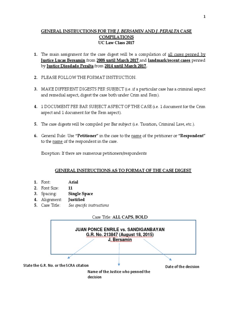 Case Digest Format Guidelines | PDF | Evidence | Arrest