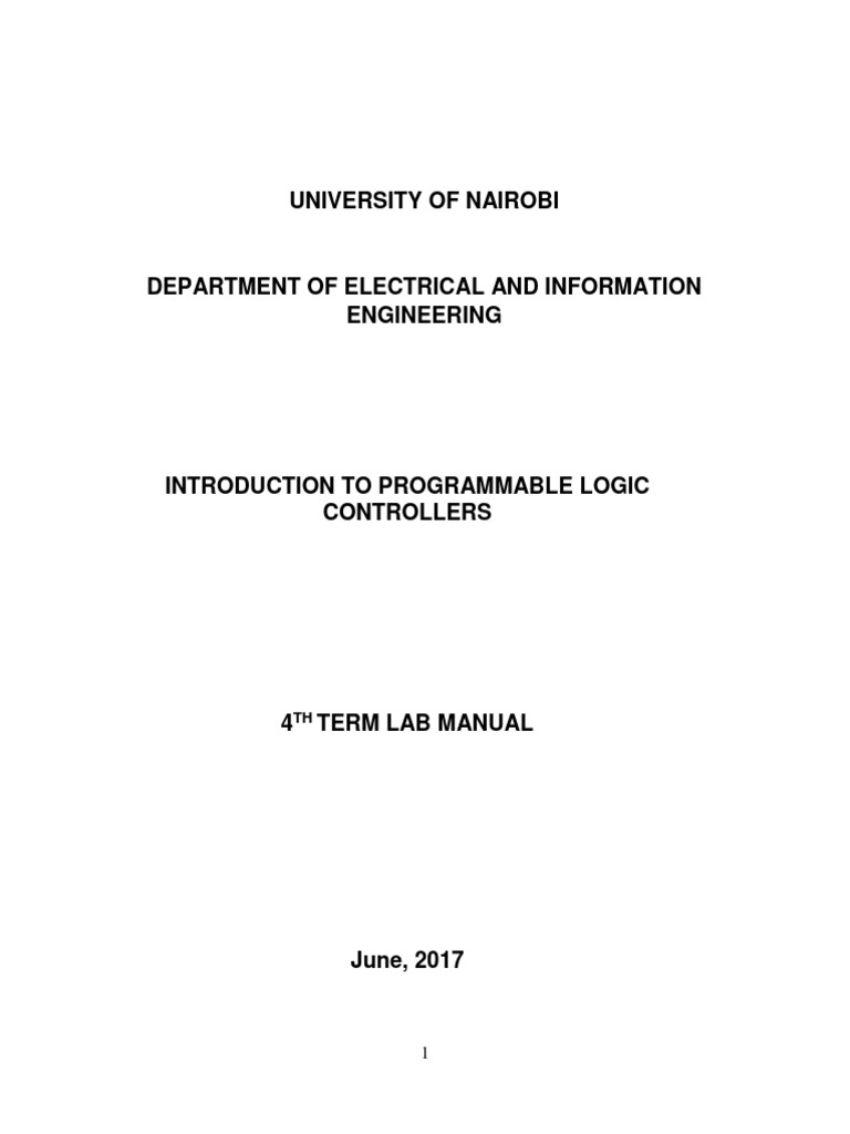 4th Term PLC Lab Manual PDF Programmable Logic Controller Areas