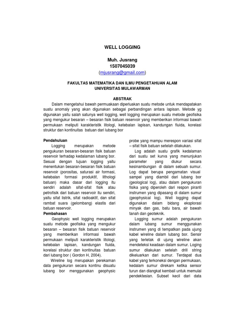 Metode Well Logging untuk Eksplorasi Batuan | PDF