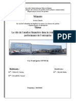 Le Rôle de L'analyse Financière Dans La Rentabilité Et La Performance de L'entreprise