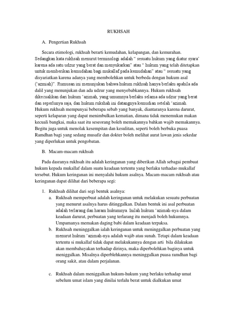 Hukum dan Macam Rukhsah dalam Islam | PDF | Filsafat | Hukum