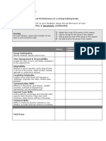 Individual Performance in A Group Rating Scale Instruction: Use This Form To Give Feedback About The Performance of Each