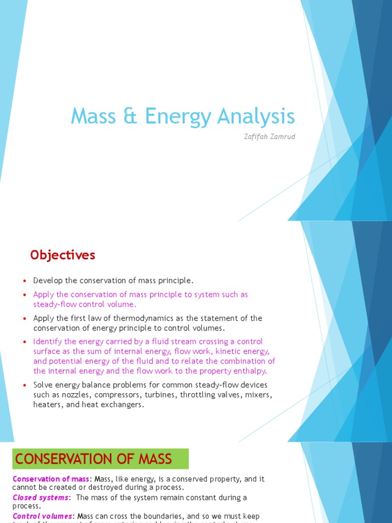 Mass and Energy Analysis in Engineering | PDF | Fluid Dynamics | Turbine
