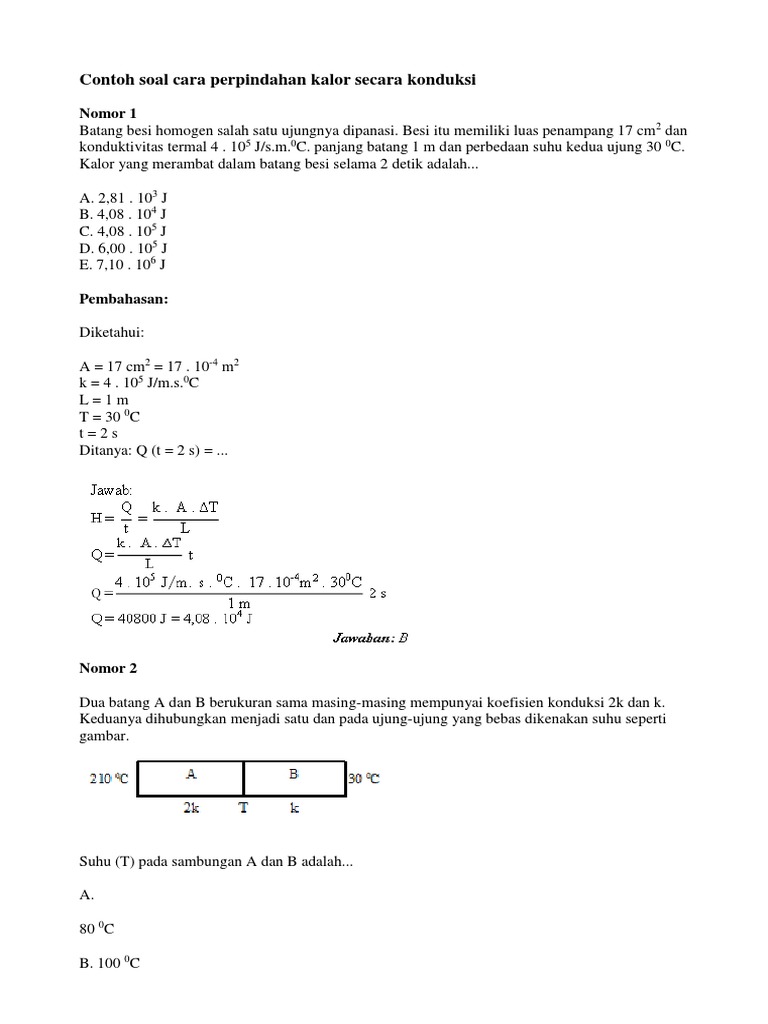 Soal Perpindahan Kalor Secara Konduksi Ilmusosial Id