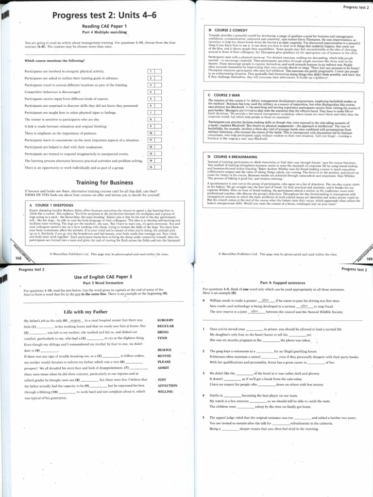 CAE Progress Test 2 With Answers PDF | PDF