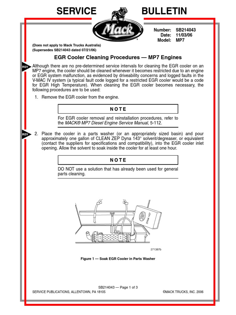 EGR Cooler Cleaning Procedures MP7 Engines PDF PDF Industrial