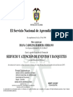 El Servicio Nacional de Aprendizaje SENA: Servicio Y Atención de Eventos Y Banquetes