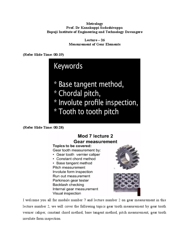 Gear Measurement Techniques Overview | PDF | Gear | Mechanical Engineering