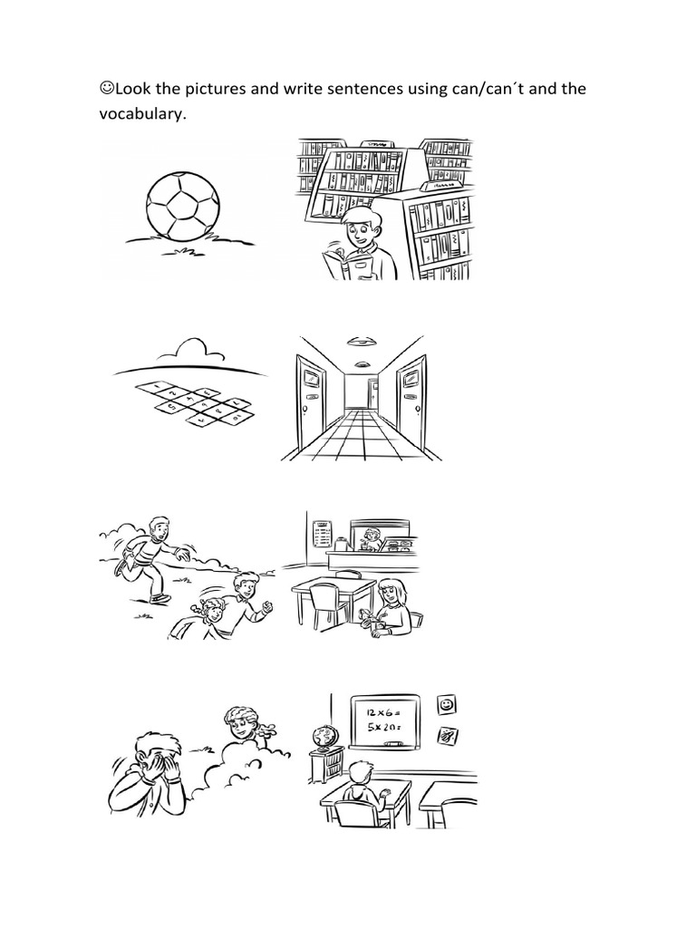 Look The Pictures and Write Sentences Using Can | PDF