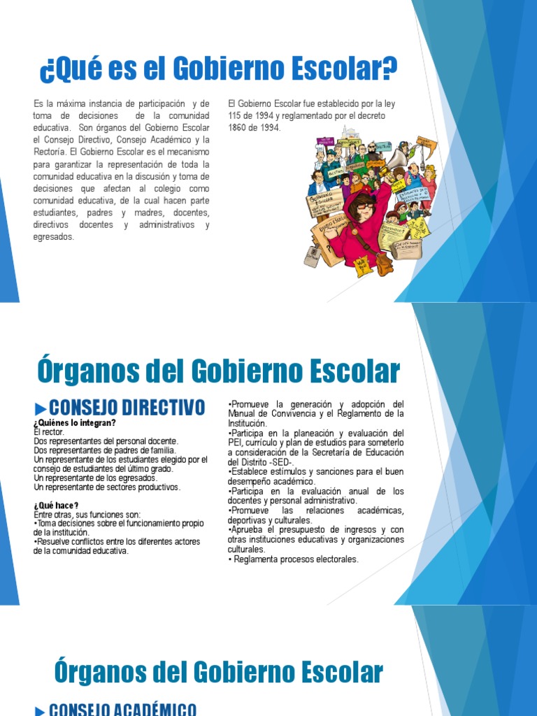 Diapositivas Del Gobierno Escolar | PDF | Plan de estudios | Evaluación