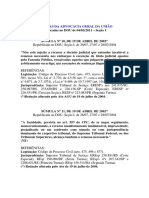 Súmulas da AGU sobre recursos, execuções fiscais e benefícios previdenciários