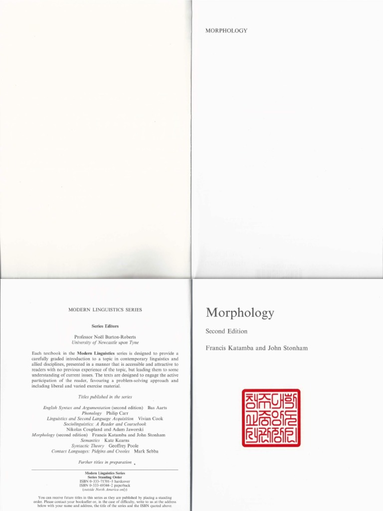 Palgrave Modern Linguistics Francis Katamba John Stonham Morphology Palgrave 2006