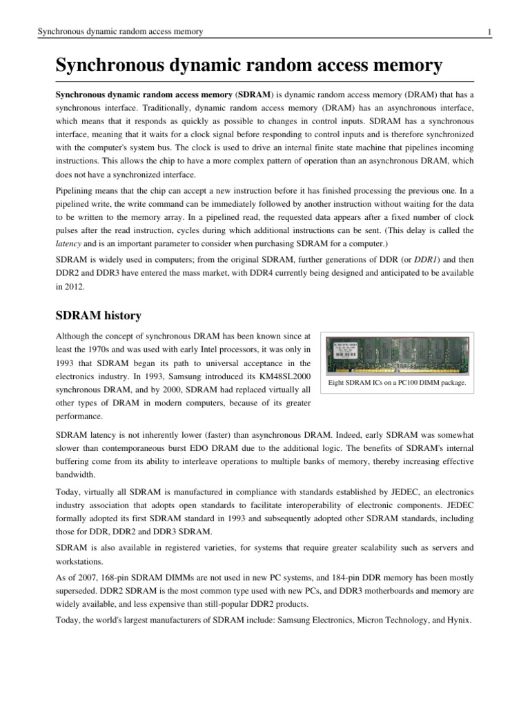 Synchronous dynamic random access memory: SDRAM history