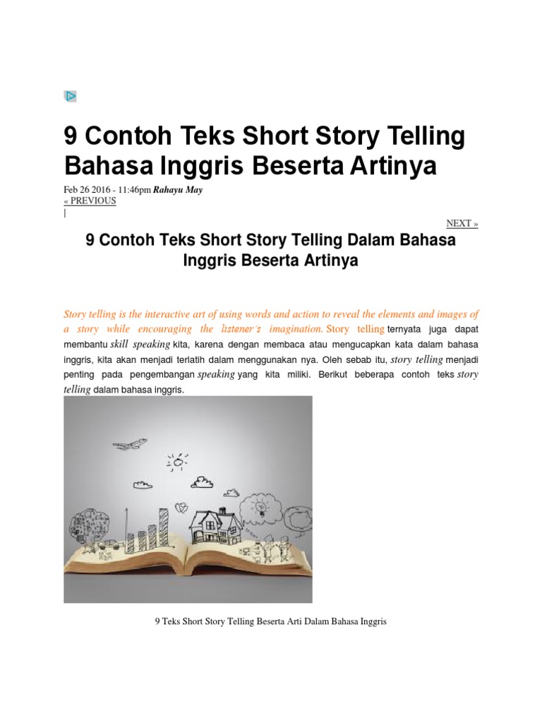 9 Contoh Teks Short Story Telling Bahasa Inggris Beserta Artinya Docx