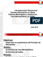 Reporte de Supervisión Electoral de Paneles Informativos en Obras Públicas Municipales y Similares en Lima Metropolitana y El Callao