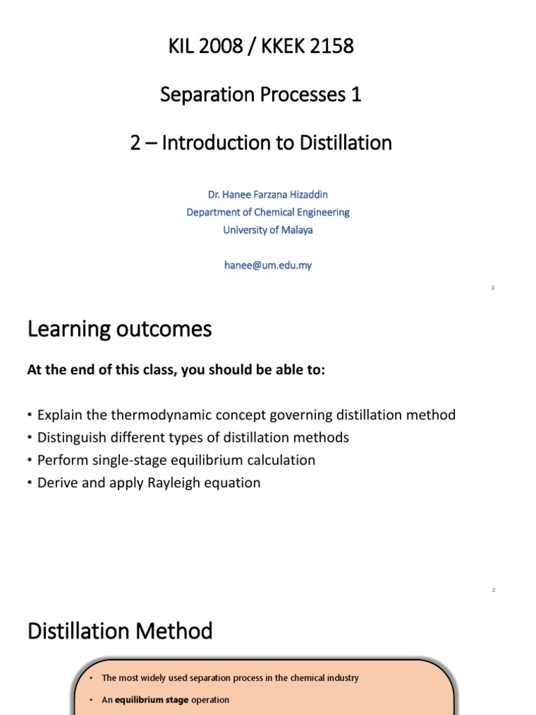 02 - Introduction To Distillation Students PDF | PDF | Distillation | Vapor