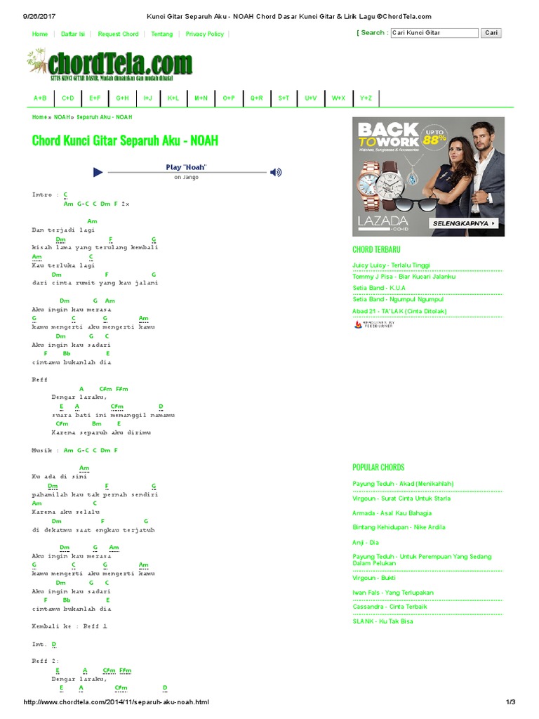 Chord Gitar Surat Cinta Untuk Starla Dasar - suratlamaran.com