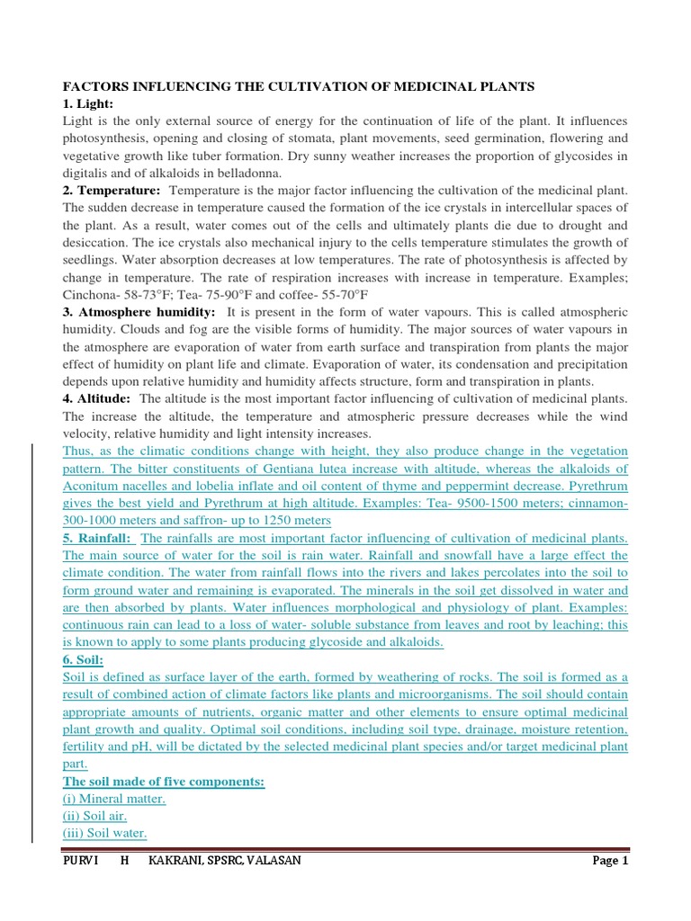 Factors Influencing Medicinal Plant Cultivation | PDF | Fertilizer | Soil