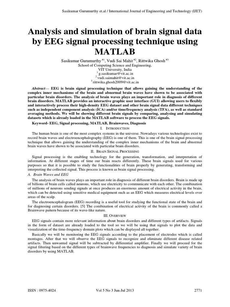 Analysis and Simulation of Brain Signal Data by EEG Signal Processing ...