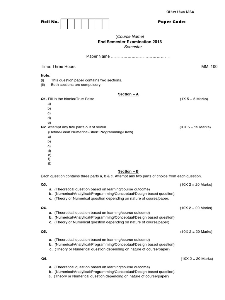 End Semester Exam 516701 Paper Code | PDF