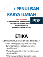 Etika Penulisan Karya Ilmiah