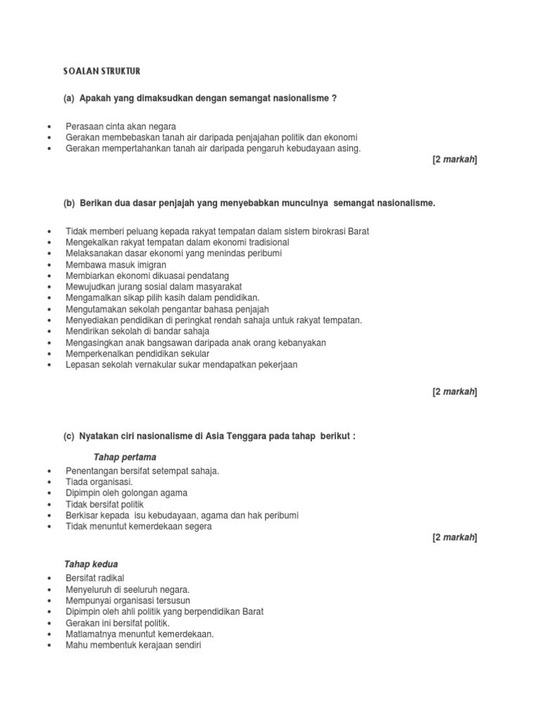 Soalan Struktur Sejarah Pdf