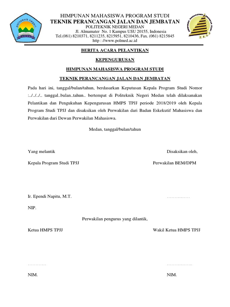 Berita Acara Pelantikan