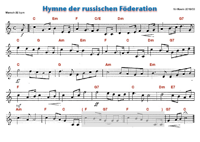 Russische Nationalhymne Leadsheet Pdf
