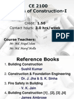 CE 2100 Details of Construction-I Syllabus