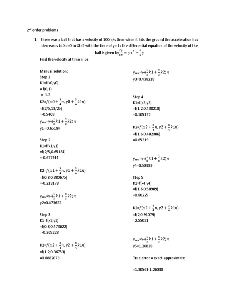 Runge Kutta 2nd Order PDF Ordinary Differential Equation Differential Equations