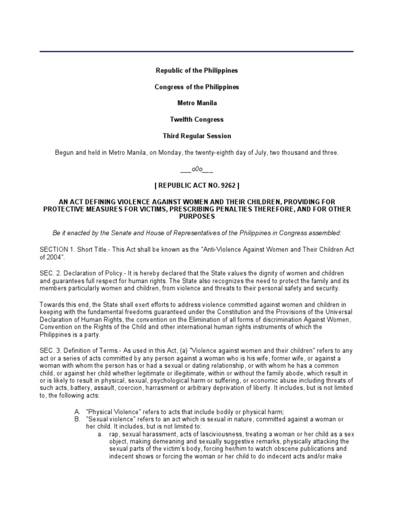 Anti-Violence Against Women Act 2004 | PDF | Restraining Order ...