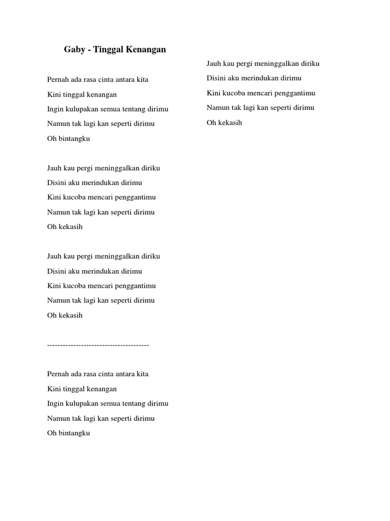 Gaby Tinggal Kenangan Pdf