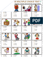 Action Verbs Vocabulary Esl Multiple Choice Tests For Kids