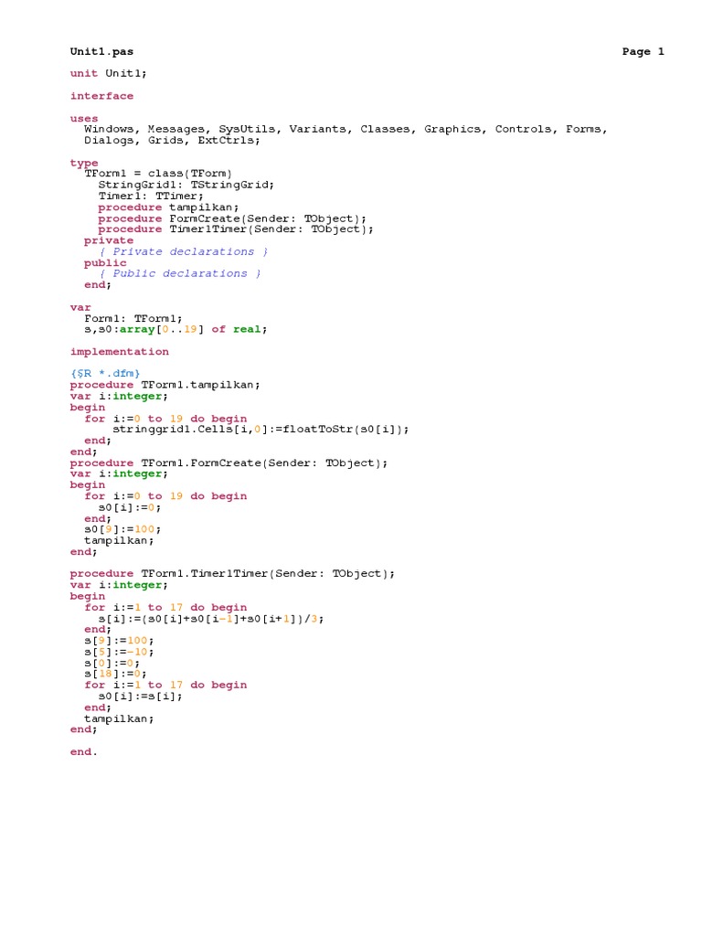 Delphi StringGrid Timer Example | PDF | Computers
