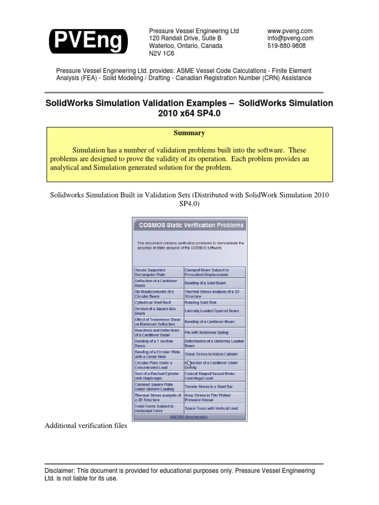 SolidWorks Simulation Validation 2010 | PDF | Bending | Beam (Structure)