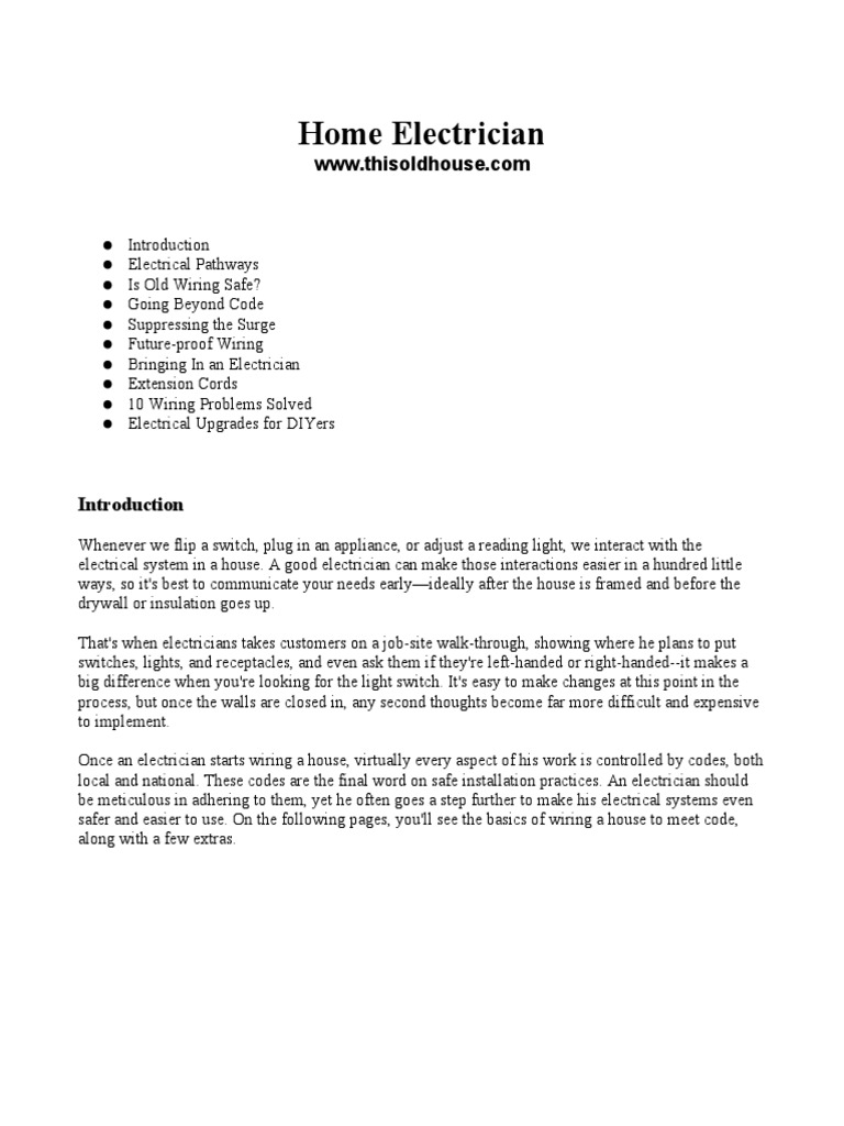 Home Wiring & Safety Guide | PDF | Electrician | Electrical Wiring