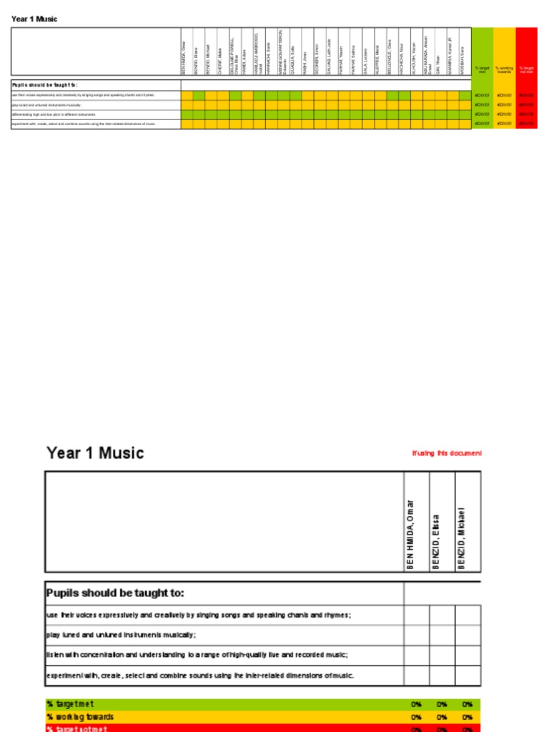 T PA 952 KS1 and KS2 Music Assessment Spreadsheet | PDF | Hearing ...
