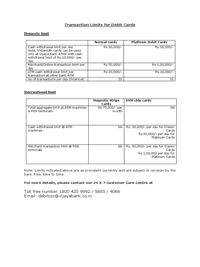 Debit Card Transaction Limits Explained | PDF | Business | Finance ...