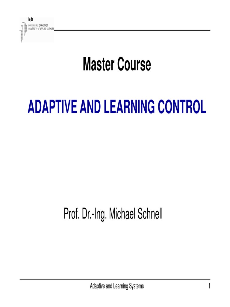 Adaptive and Learning Control Course Overview | PDF | Control Theory ...