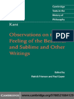 (Cambridge Texts in The History of Philosophy) Patrick Frierson, Paul Guyer-Kant - Observations On The Feeling of The Beautiful and Sublime and Other Writings-Cambridge University Press (2011)