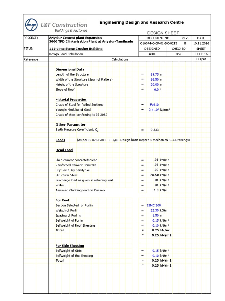 Design Load Calculation | Concrete | Civil Engineering