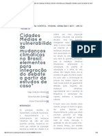 Cidades Médias e Vulnerabilidade Às Mudanças Climáticas No Brasil - Elementos para Integração Do Debate A Partir de Estudos de Caso