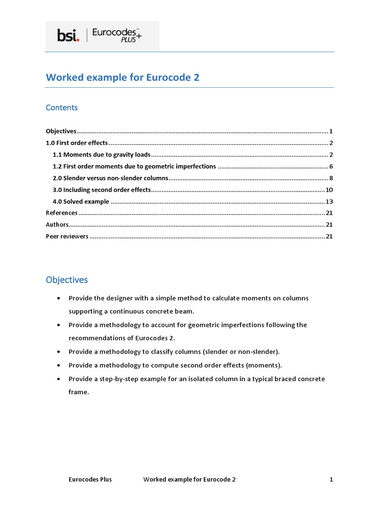 BSI Worked Example EC2 Column Moments Assessment | PDF | Beam ...